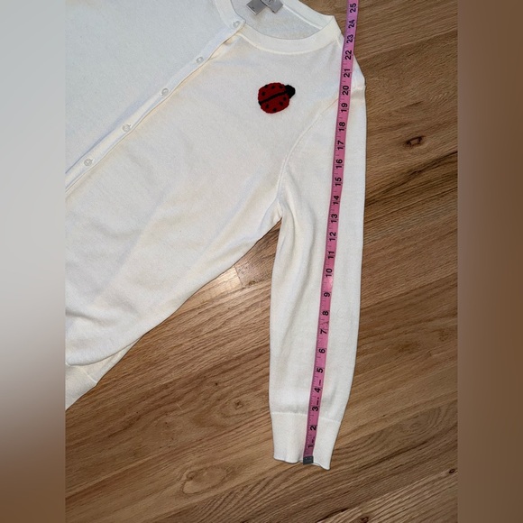 100% Cotton Ladybug Embroidered Ivory Cream Button Cardigan Medium - Picture 10 of 12